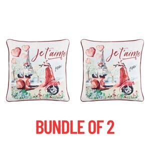 2-Pack Bundle – Lacourte Paris Dog Decorative Pillows – Red Chenille –20" Square
